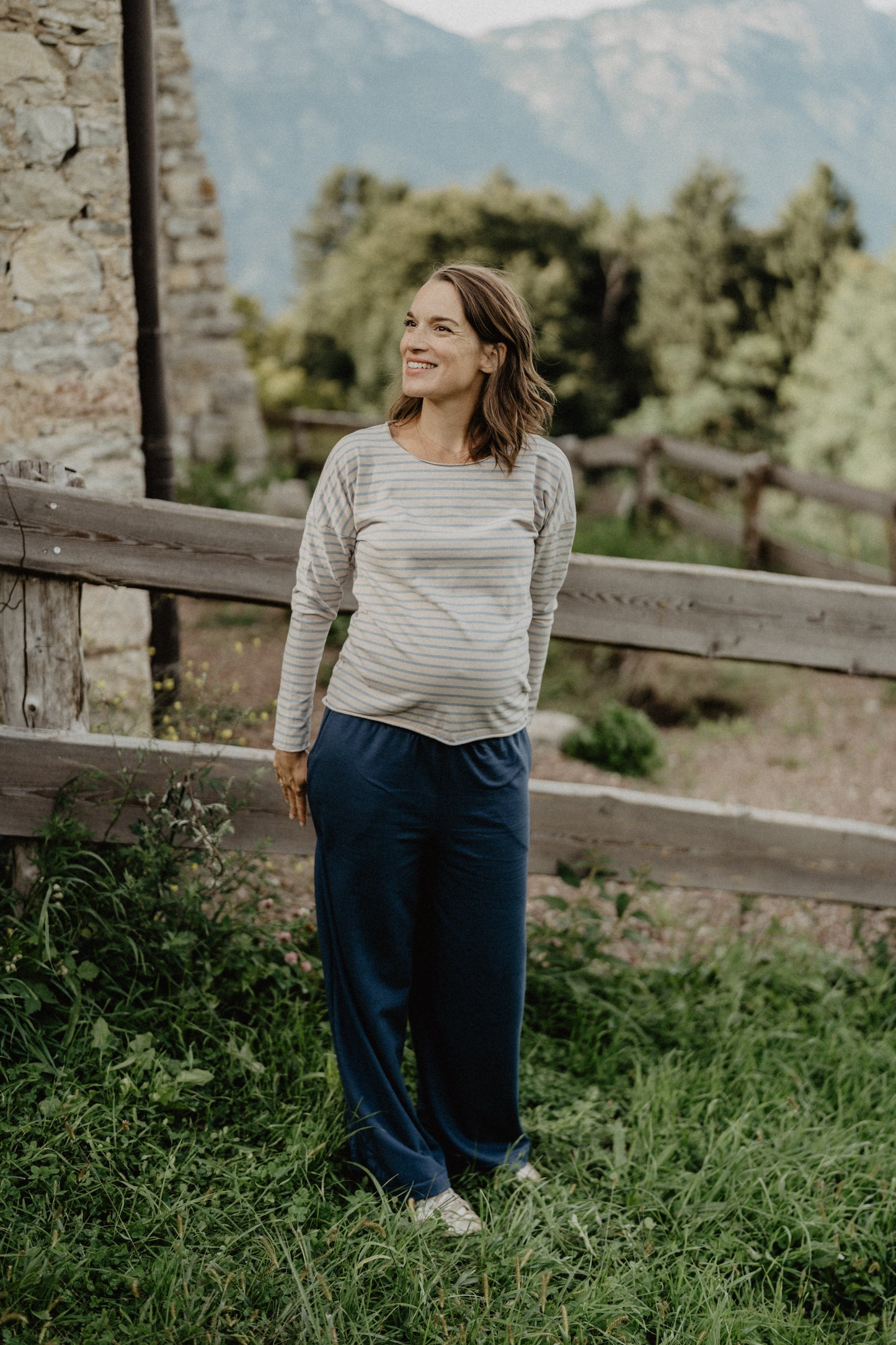 Basica righe azzurro