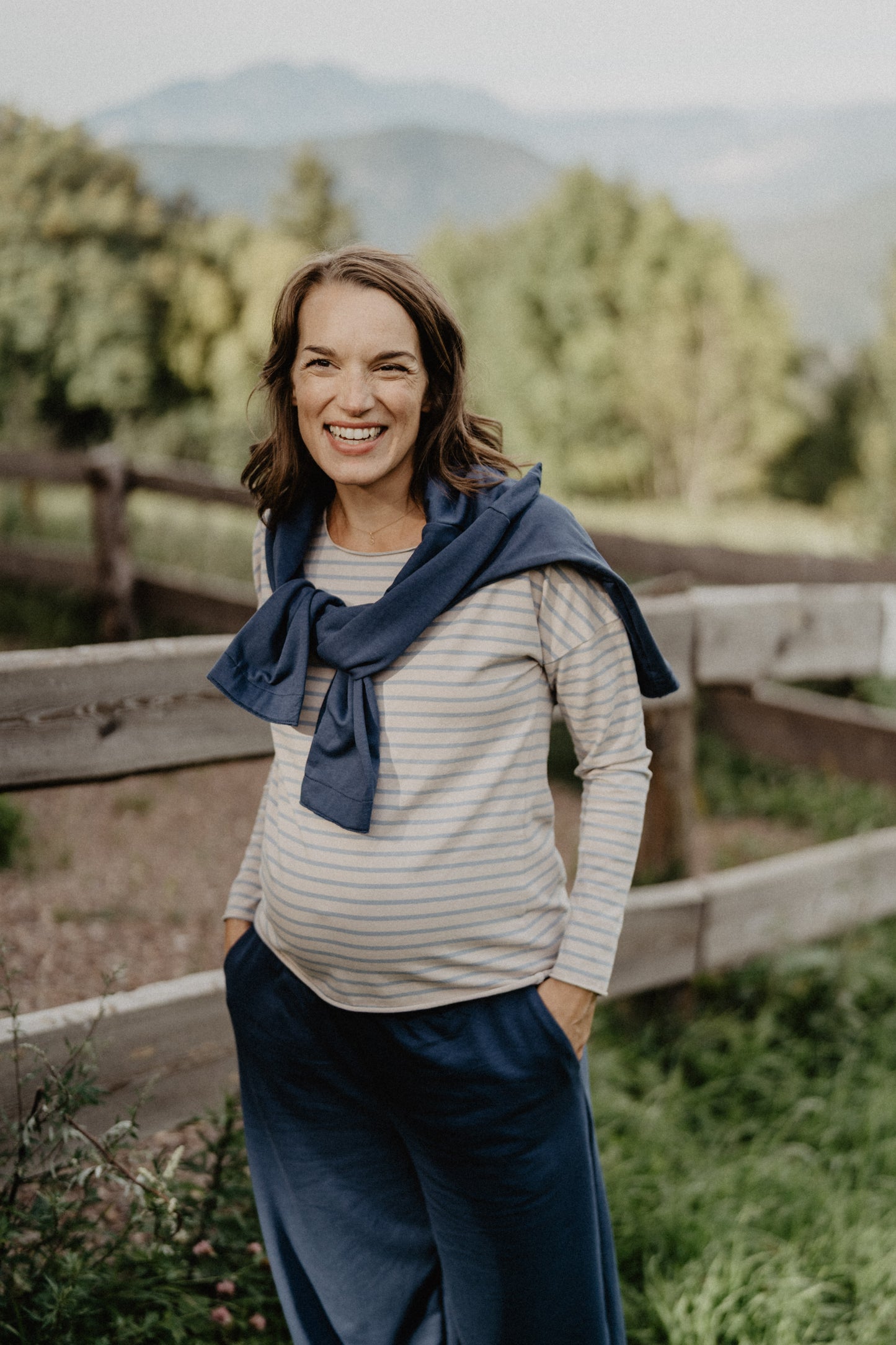 Basica righe azzurro