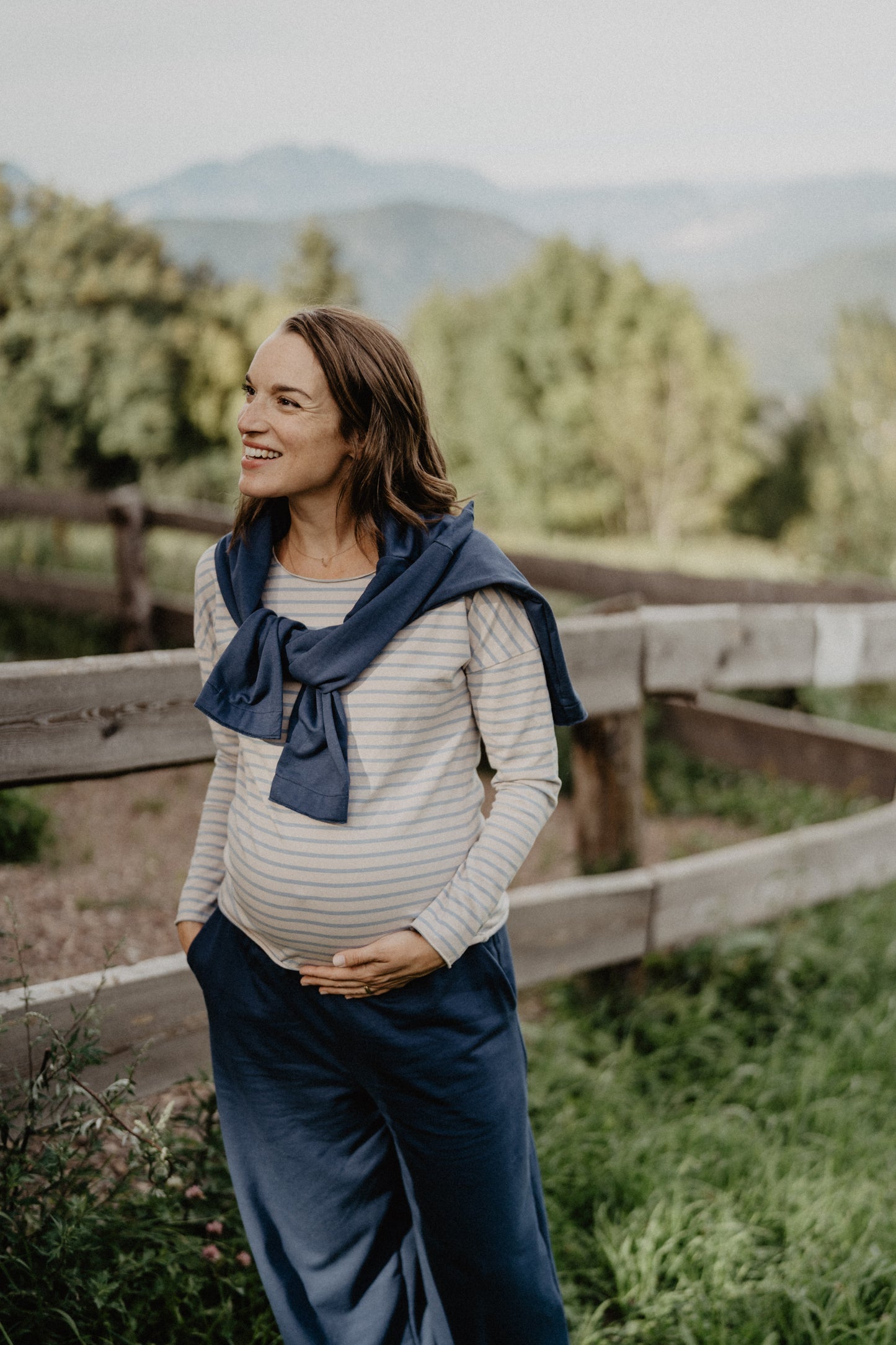 Basica righe azzurro