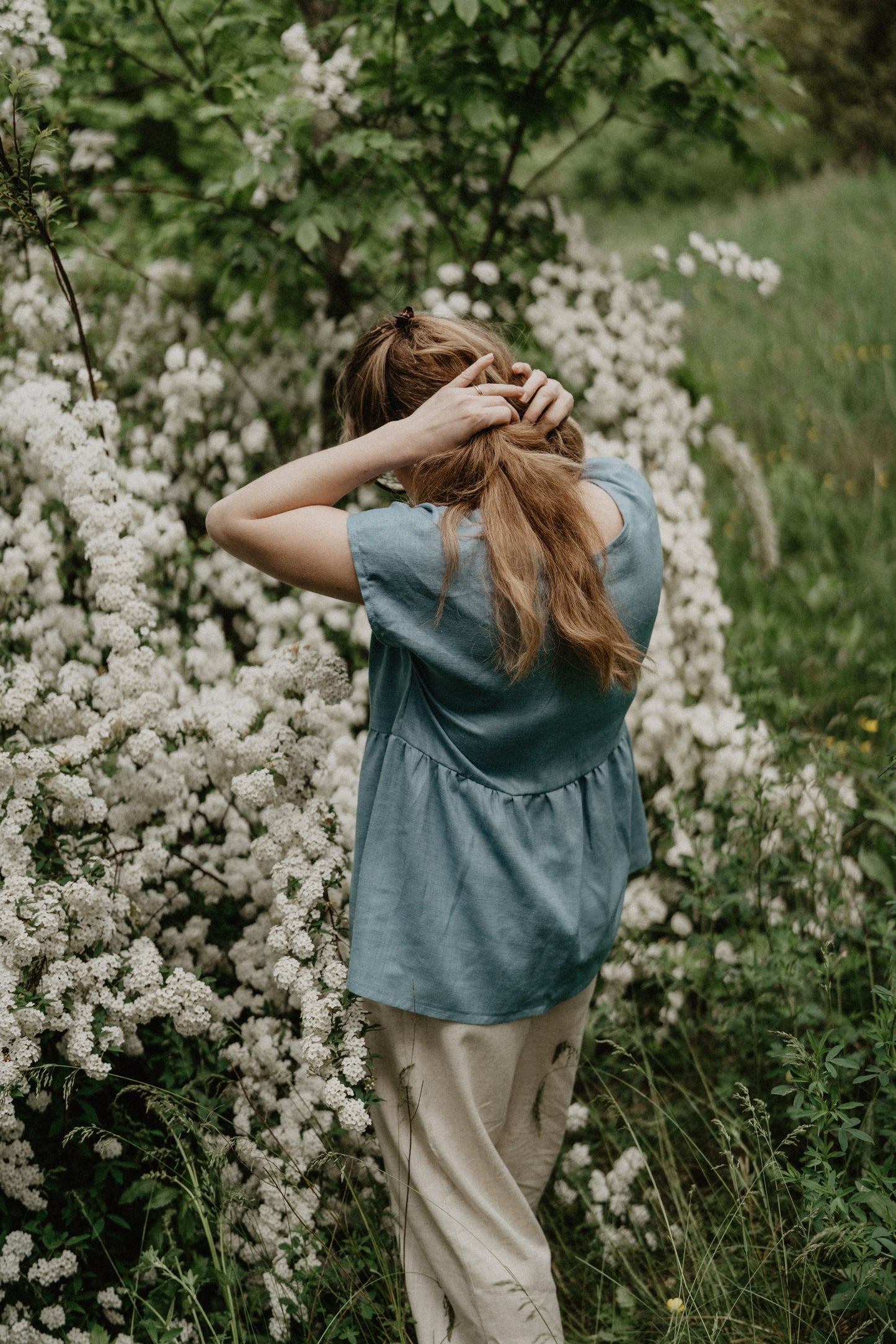 Blusa Corolla azzurro polvere