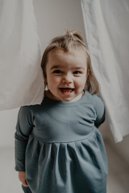 Abito arricciato petrolio