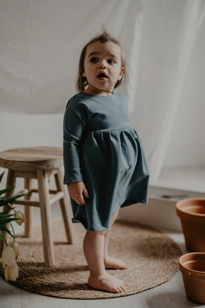 Abito arricciato petrolio