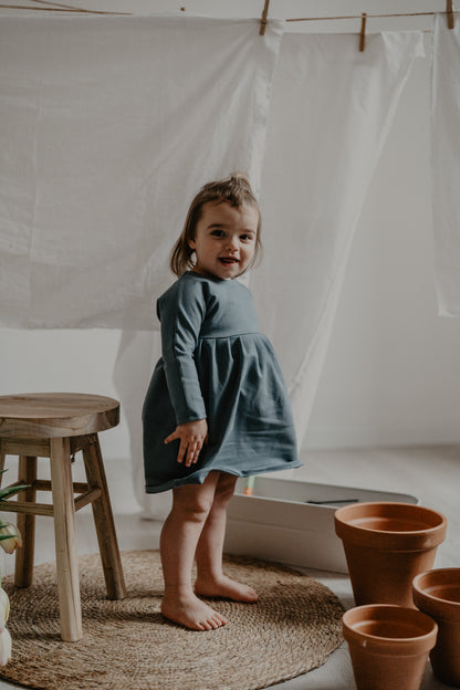 Abito arricciato petrolio