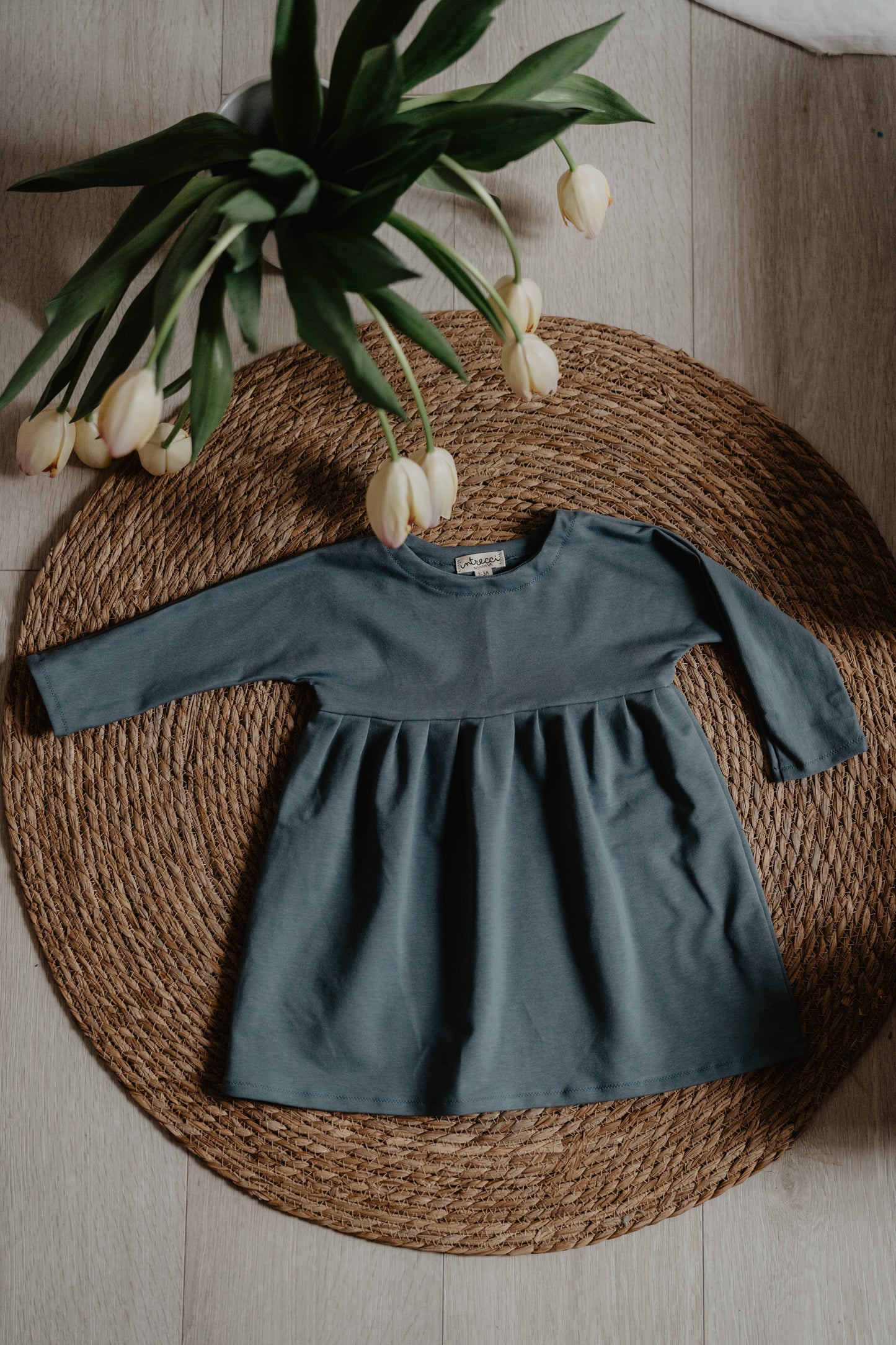 Abito arricciato petrolio