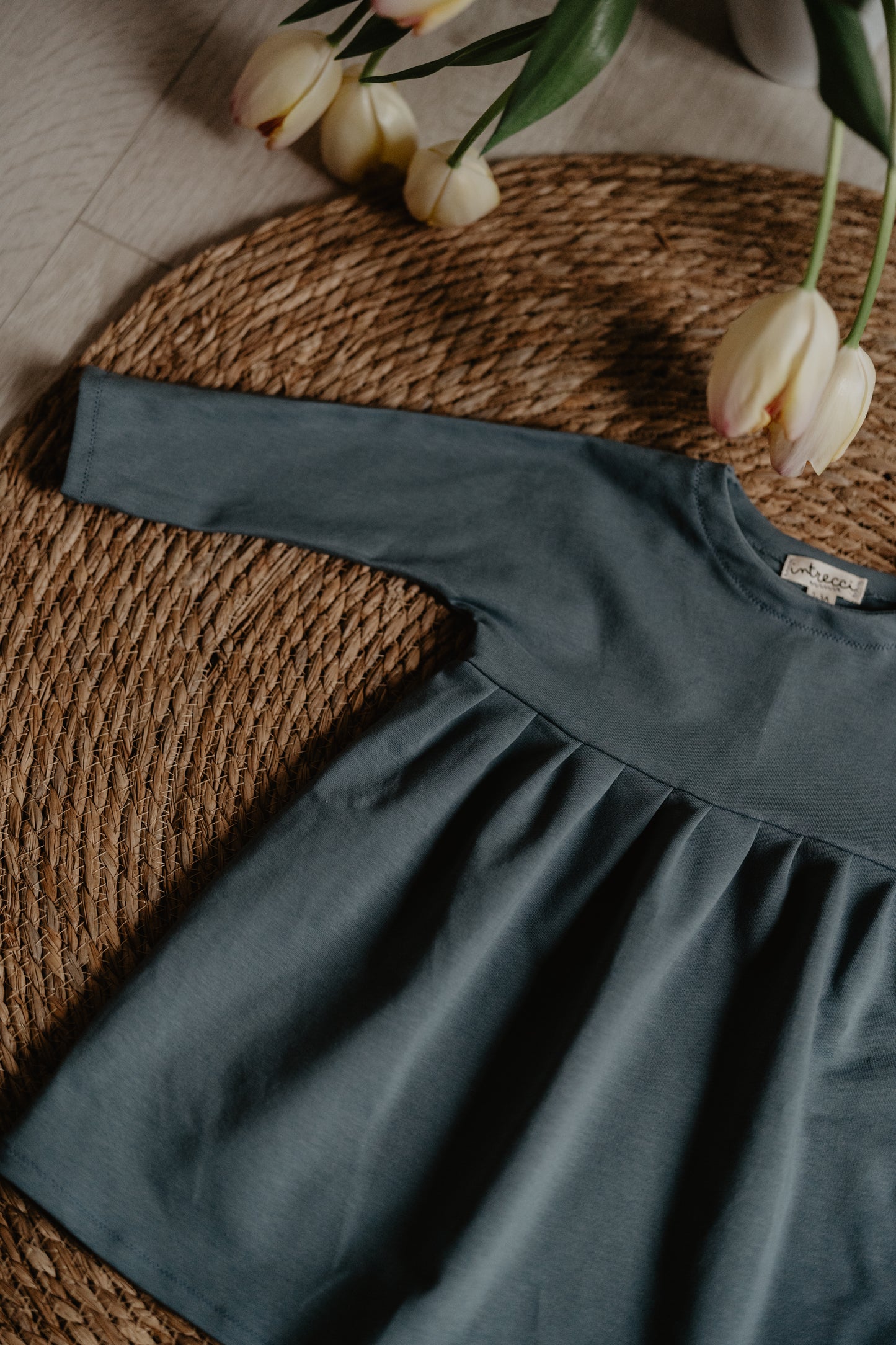 Abito arricciato petrolio