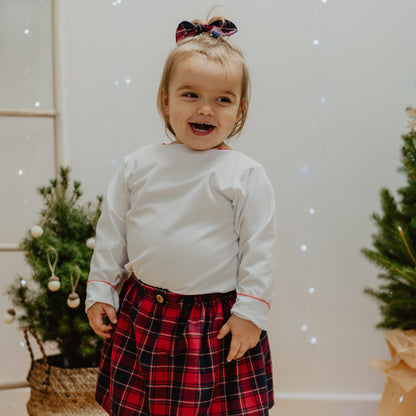 Maglietta bianca rollè rosso