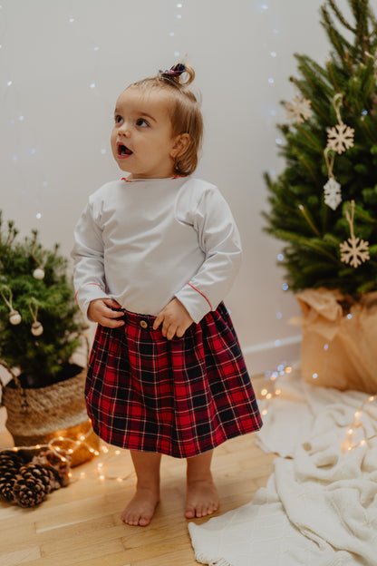 Maglietta bianca rollè rosso